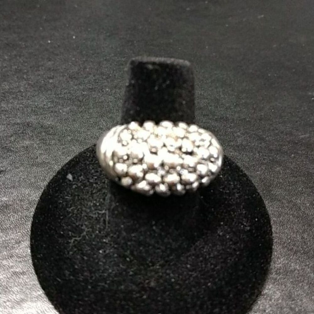 Silver tone textured bumpy ring